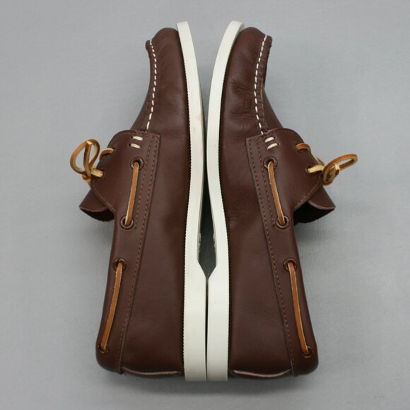 Minnetonka Ladies 7.5 Brown Leather Moccasin Loafers Slip on Boat Dock Shoes - Picture 12 of 12